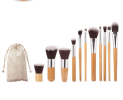 11 Pcs Bamboo Handle Makeup Brushes Beauty Tools Set