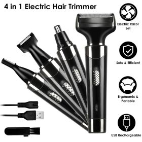 4 In 1 Rechargeable Razor Hair Beard Eyebrow Ear Nose Hairs Sideburn Trimmer Clipper Painless Electric Shaver