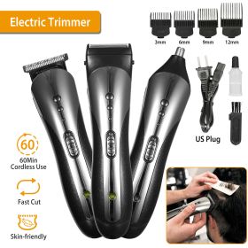 Men Electric Hair Clipper Trimmer Rechargeable Beard Shaver Razor Nose Trimmer Set