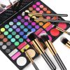 (Black and gold) 10 eye shadow powder eyebrow pencil eyeliner blush foundation concealer makeup brush set