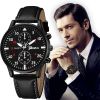 Fashion Mens Watches Luxury Bracelet Set Man Business Brown Leather Quartz Wrist Watch for Men Gift Set relogio masculino