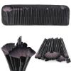 32 professional makeup brush set; facial eye shadow eyeliner foundation blush lip powder liquid cream blending brush (black)