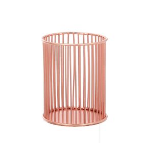 Metal Iron Penholder Office Storage And Sorting Basket Stationery Makeup Brush Storage Bucket Multifunctional Penholder (Color: Rose Golden, style: Vertical Payment)