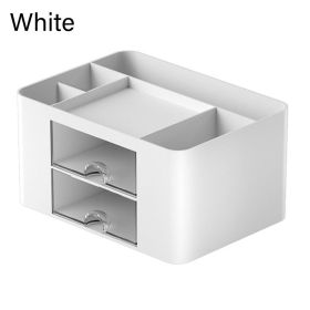 1pc Desktop Storage Drawers Cosmetic Makeup Organizer, Jewelry Display Box, Large Capacity Storage Box With Transparent Drawer, Pen Holder, Office Sta (Color: White)