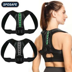 Adjustable Back Shoulder Posture Corrector Belt Clavicle Spine Support Reshape Your Body Home Office Sport Upper Back Neck Brace (Color: Green, size: L -weight 70-100KG)