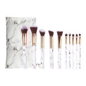 Makeup Brushes Synthetic Foundation Powder Concealers Eye Shadows Makeup 10 Pcs Brush Set (Color: White)