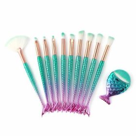 New Makeup Brush Set Eyebrow Shadow Lip Pencil Blush Cosmetic Brushes Blending Colorful Amazing Set (Color: Green)