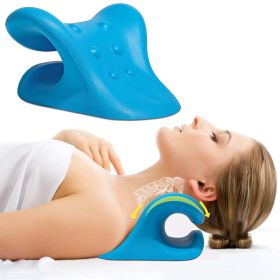 Neck and Shoulder Relaxer;  Neck Stretcher for TMJ Pain Relief and Neck Alignment;  with Acupressure Massag Design Neck Pain Pillow Cervical Traction (Color: Blue)