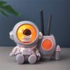 Astronaut Sculpture Pen Holder Pencil Holder Pen Organizer Cosmetic Brush Holder Decorative Pen Box Pen Pot Makeup Brush Pot With Light. (White/Orange